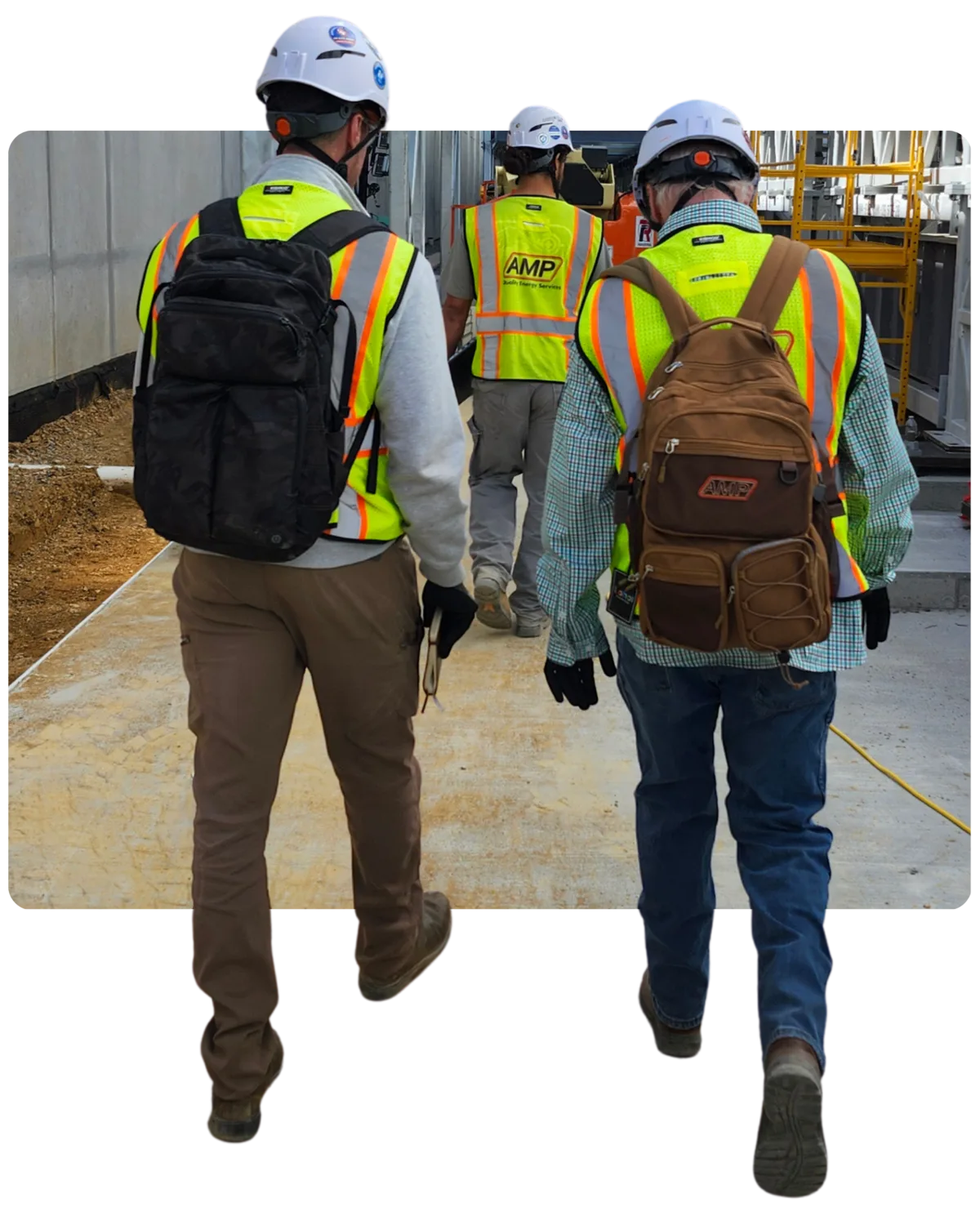 An AMP crew walking a customer facility